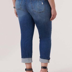 Democracy Jeans Boyfriend High Rise Blue Distressed Plus 18W Blue Ab tech Ripped